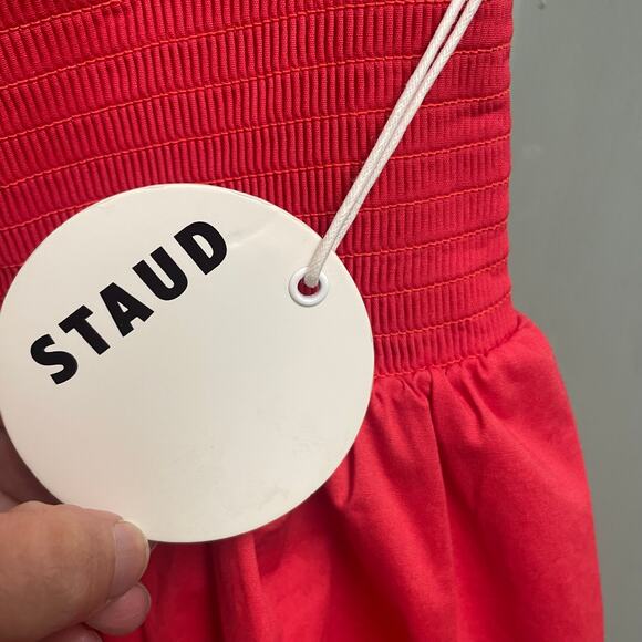 Staud NEW Mini Landry Dress Size Small Hibiscus Mini $295 Smocked Party - Picture 8 of 8